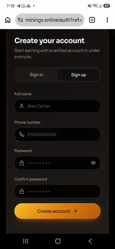 mining x app